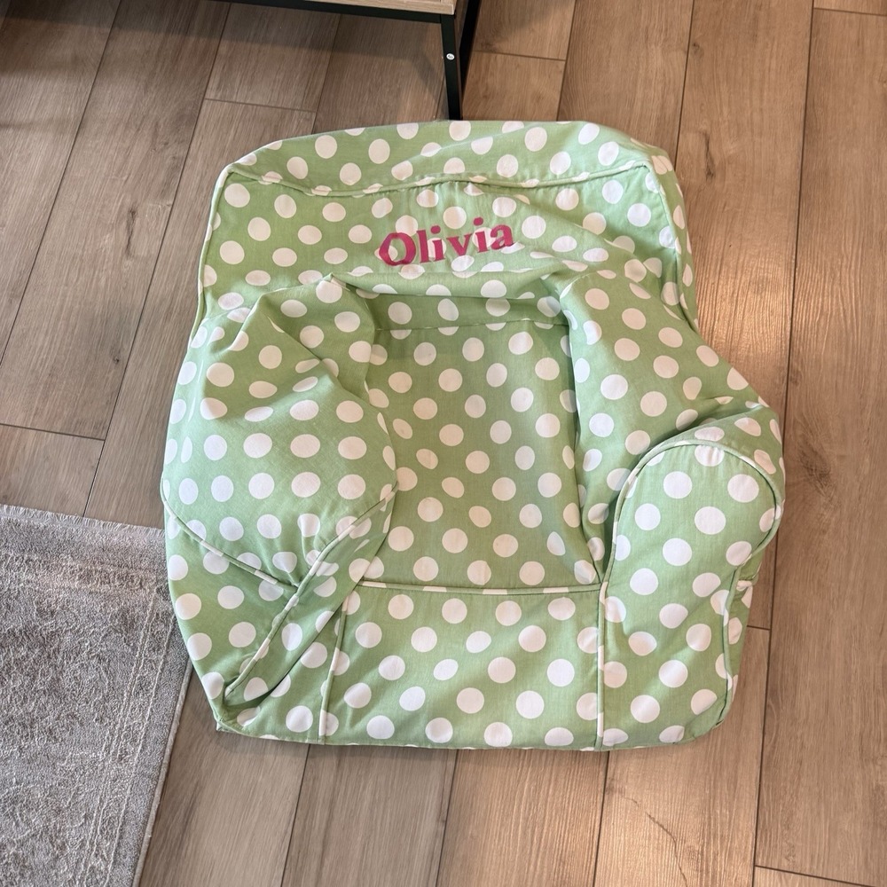 Pottery Barn My First Anywhere Chair COVER ONLY Olivia Embroidered Green Dots